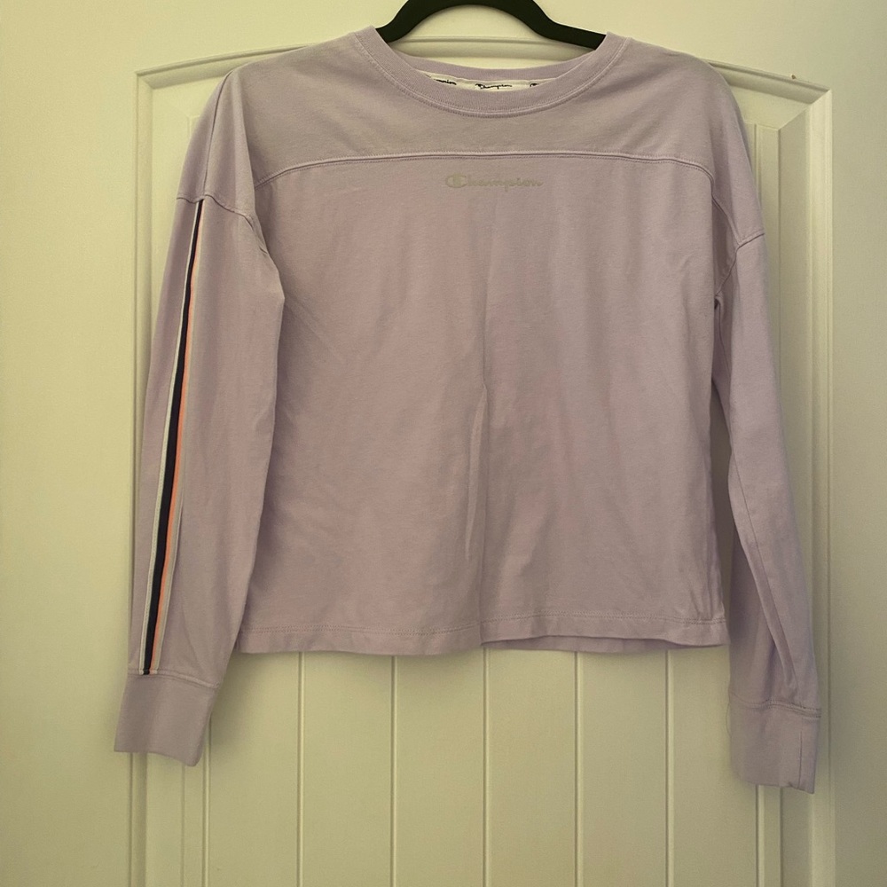 Champion Lavender Long Sleeve Crop Top Womens